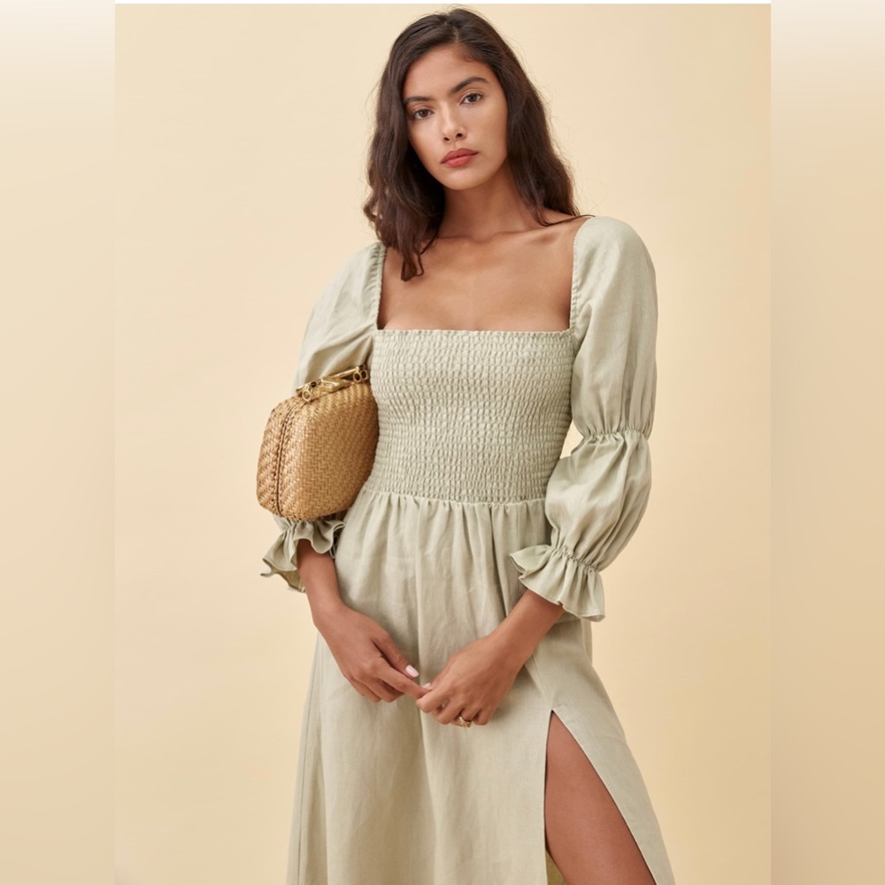 NWT ~ Reformation Hyland Dress ~ Dried Herbs ~ XS